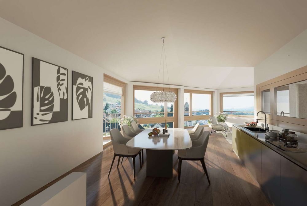 Modernes Wohnen über 2 Etagen ? 3.5-Zimmer-Maisonette ?Zu den Reben?, Weiningen - Wohnzimmer