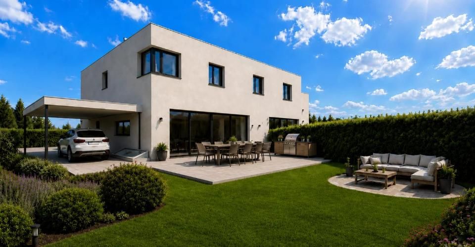 Élégante villa jumelle contemporaine HPE sur plan - Villa 6 pièces - image - 4