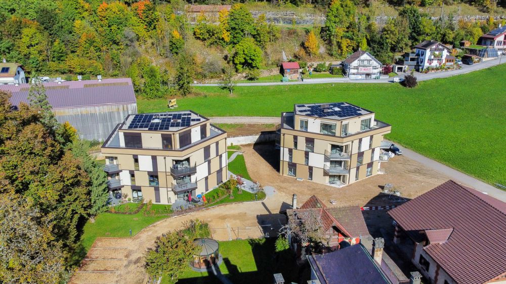 Appt PPE neuf de 2.5 pces avec balcon Campagne Pernod, lot A4 - Vue aérienne