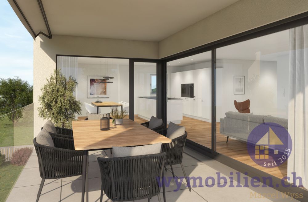 Bezugsbereit 1.8.2026! Jetzt Besichtigung vereinbaren! - Beispiel Terrasse OG Wohnung