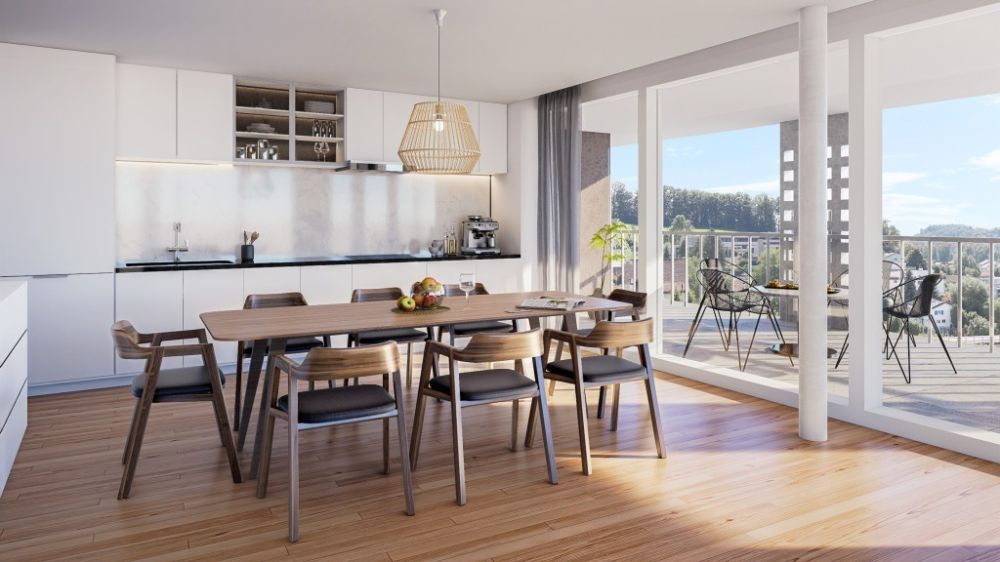 Neubau: Exklusive 5.5 Zimmer Attika-Wohnung mit Panoramasicht und 1... - Essen-Küche
