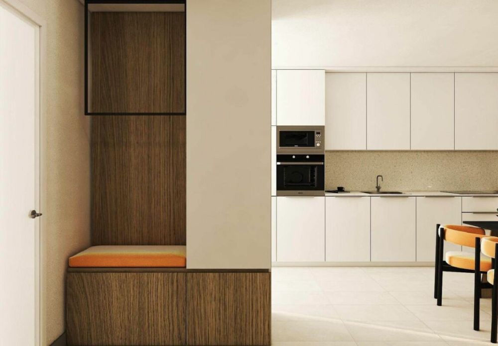 Neubau: 4.5-Zimmerwohnung in Oberurnen - Visualisierung Eingang / Küche