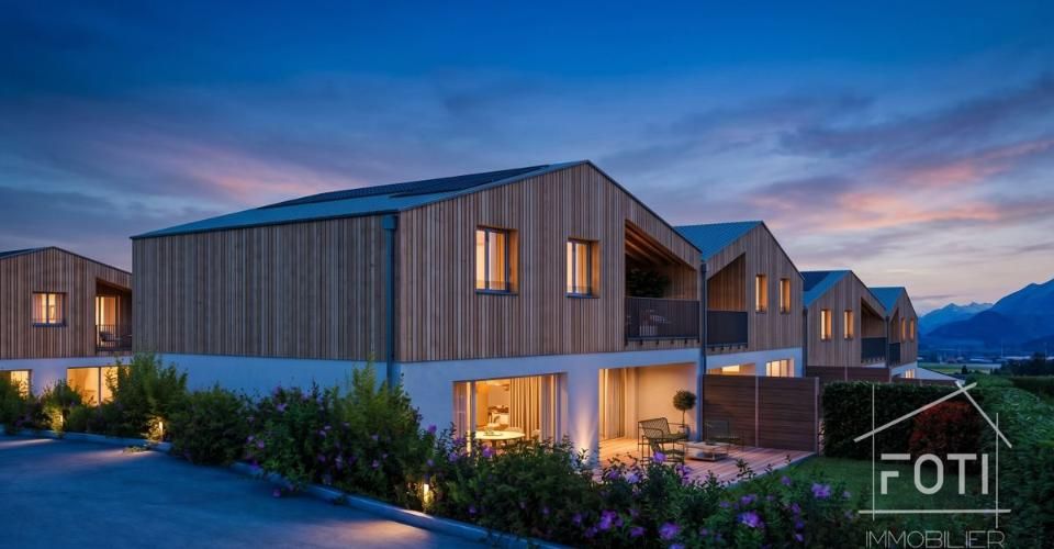 Villa NEUVE 4,5 p. de 131 m² - jardin, terrasse 39 m² et vue Dents-du-Midi - Muraz - Maison contiguë 4.5 pièces - image - 1