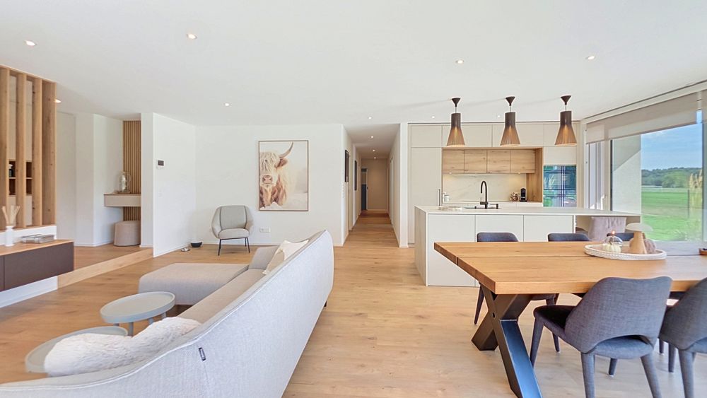 Magnifique appartement 4.5 pces avec jardin à Fétigny / FR - Séjour / salle à manger / cuisine