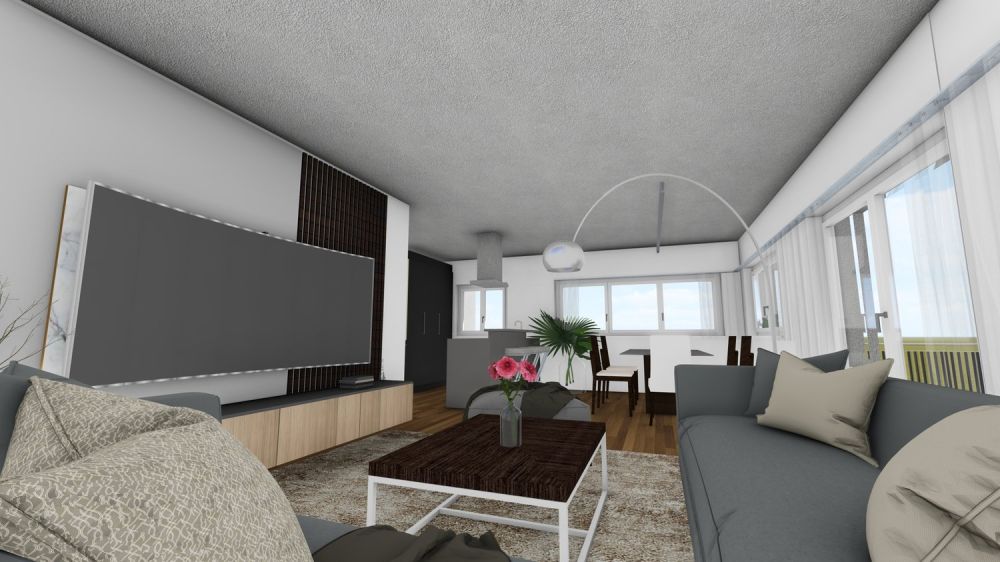 Exklusiver Neubau: 3.5 Zimmer- Gartenwohnung - Wohn- und Essbereich