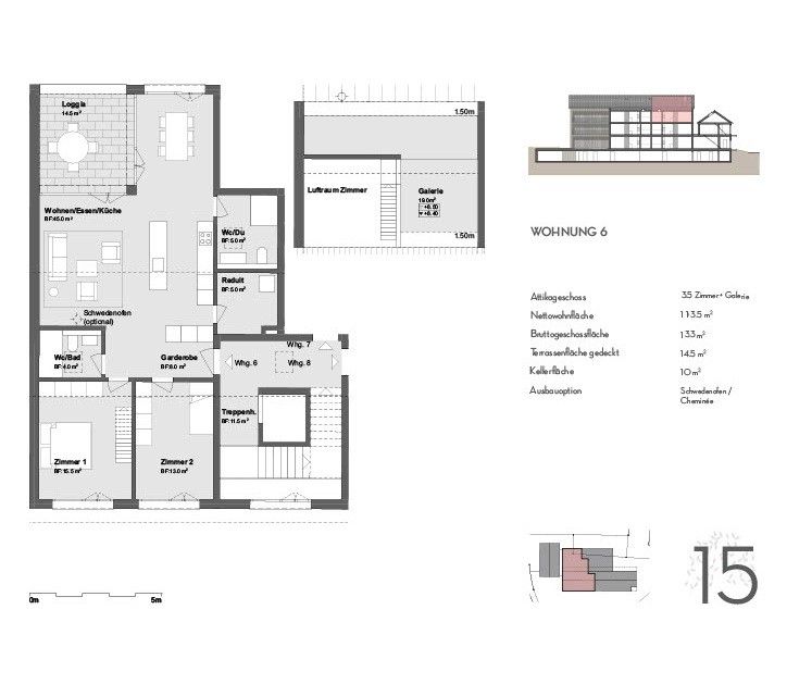 Grosszügige Attikawohnung, 3.5 Zimmer mit Galerie, Innenausbau wählbar -  Bild 4