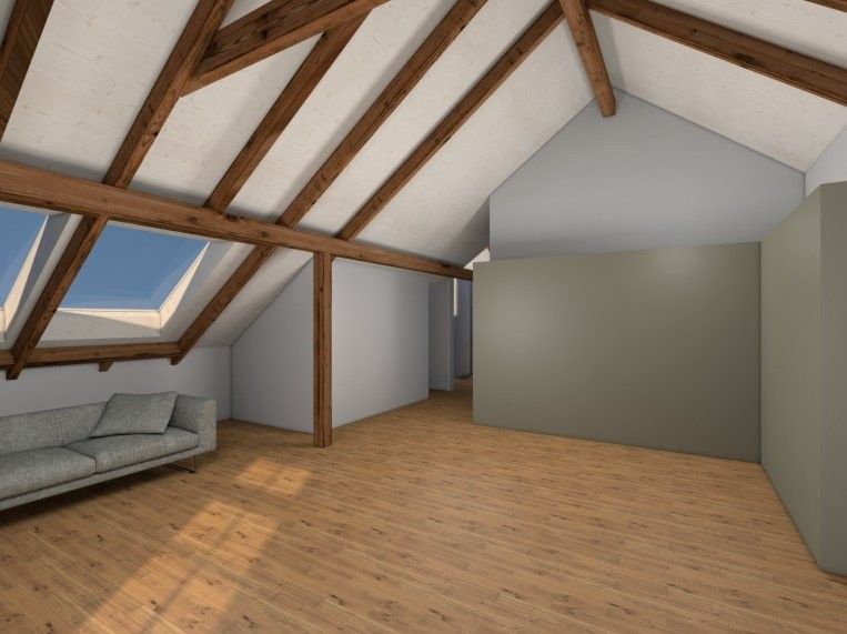 Erstvermietung! 4.5-Zimmer-Dachwohnung mit Galerie im Zentrum Olten - Visualisierung_Blick zur Küche