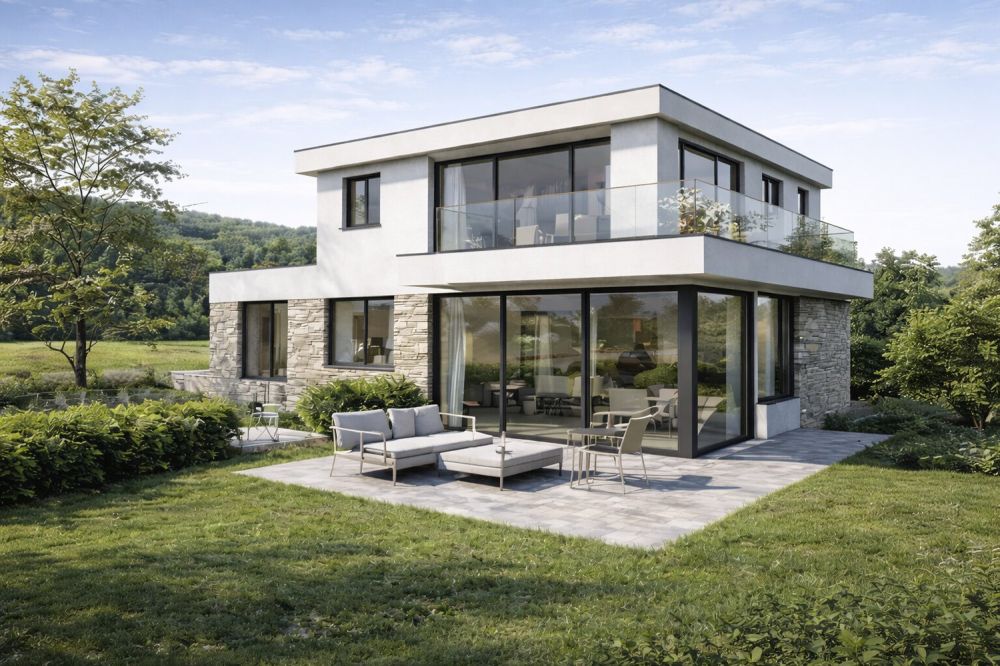 Neubauprojekt: Ihr neues Zuhause in idyllischer Lage - Aussenansicht mit Terrasse
