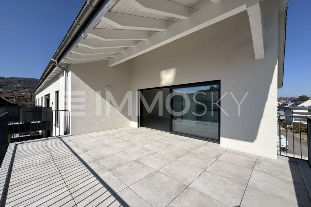 3.5 pièces neuf avec combles d'env. 69 m² et grand balcon (Lot B5-8.1) - Grand balcon d'environ 23 m2 orienté sud-ouest