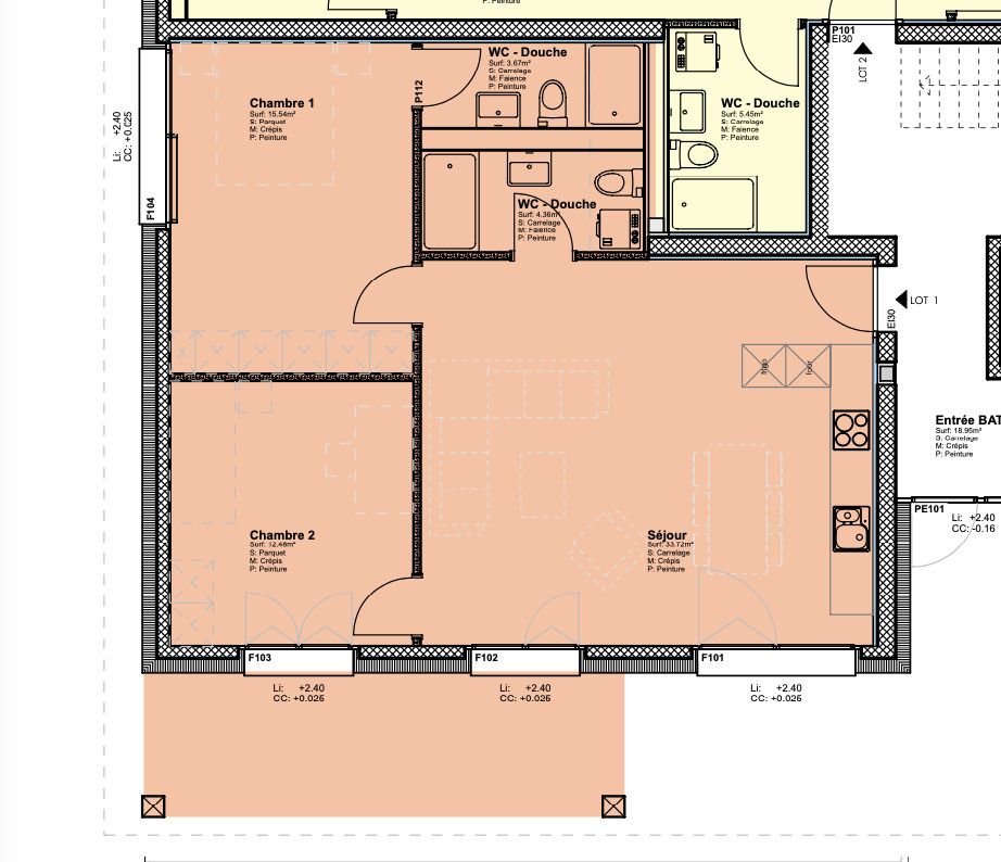 3,5 pces avec jardin et terrasse proche de Sivirez et Romont - plan lot 1