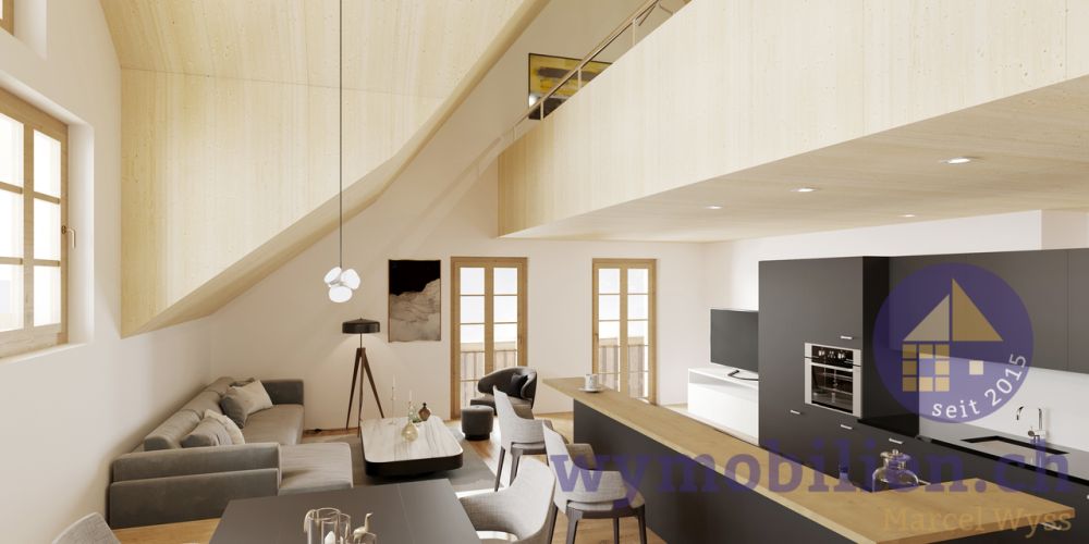 Löwen-Loft mit 3.5 Zimmer, 135m2 Wohnfläche! (W6) - W6 Essen mit Luftraum