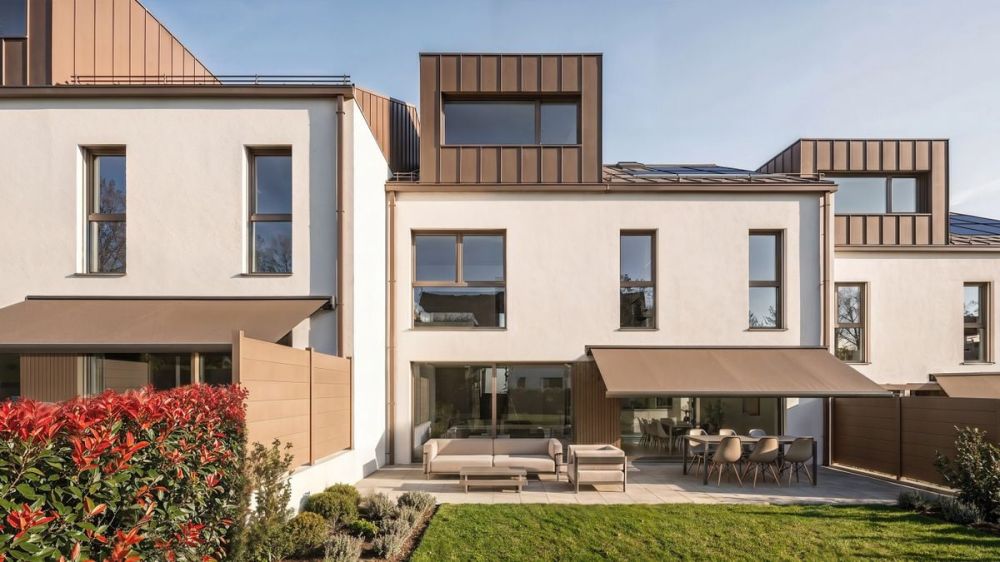 Jolie villa contigüe à construire (villa C) - Terrasse avec store
