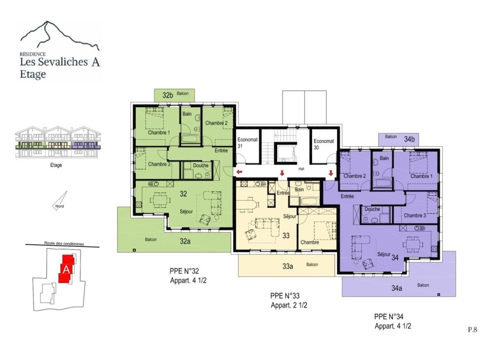 Nouvelle résidence "Les Sevaliches" - Evolène - Plan étage - A -