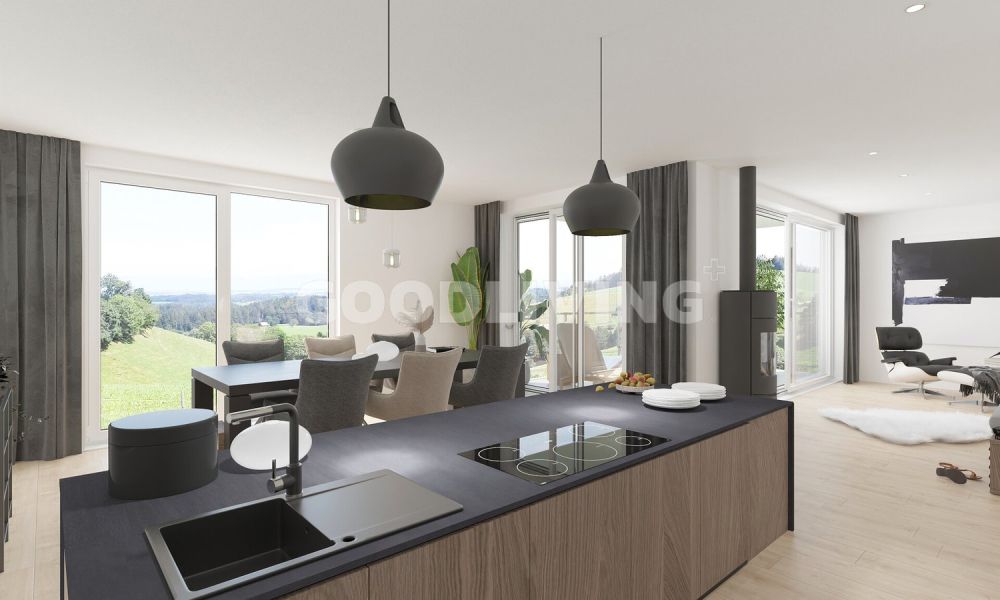 Neubau am Sonnenhang nimmt Form an - DG: Kuche Essen Wohnen