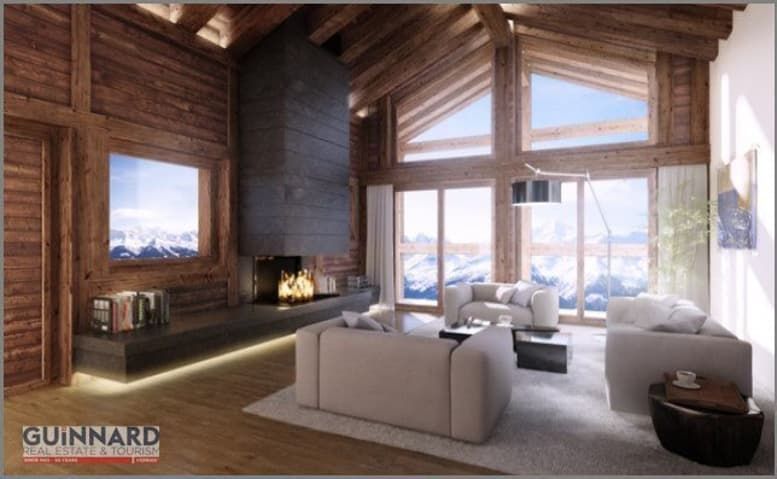 MAGNIFIQUE CHALET A CONSTRUIRE - RESIDENCE PRINCIPALE - IMAGE DE SYNTHESE - Salon