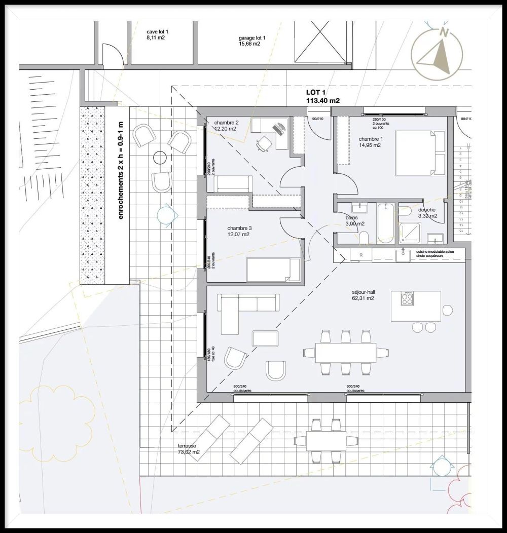 Neue Wohnung in Lutry mit Garten - Plan de l'appartement 4,5P