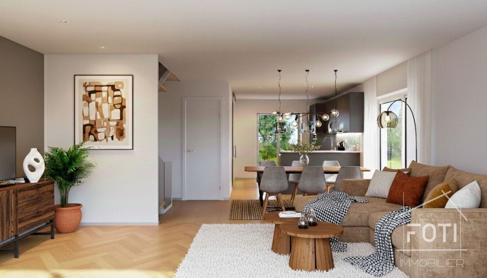 Maison mitoyenne de 4,5 pièces avec une belle vue. - Salon et Cuisine