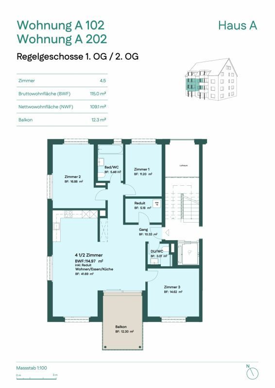 Attraktive 4.5-Zimmer Etagenwohnung mit sonnigem Balkon -  Bild 5