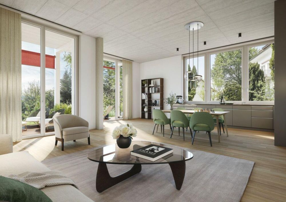 Alles ausser gewöhnlich: Maisonette auf zwei Ebenen - Visualisierung Küche und Wohnzimmer