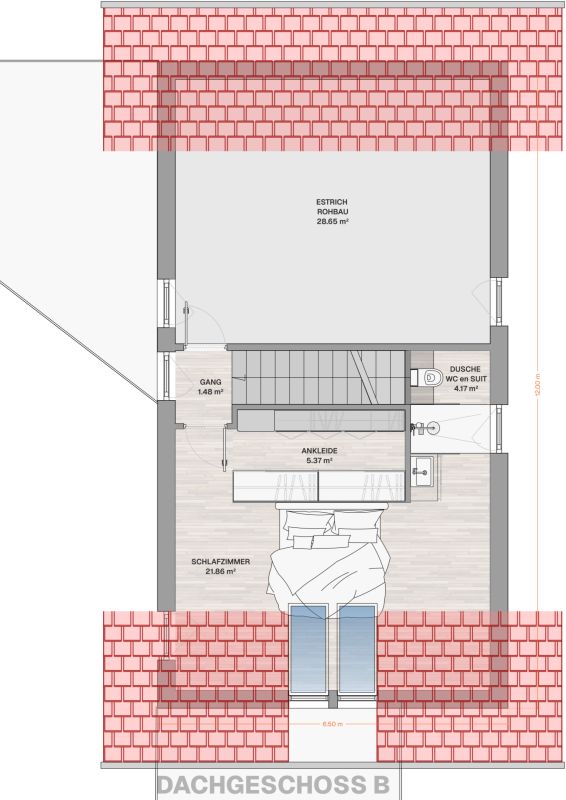 Neubau von drei modernen Upside Down Einfamilienhäuser in der Seelandgemeinde Jens -  Bild 12