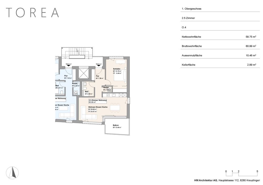 TOREA - 2-Zimmer Wohnungen für Singles und Paare - Grundriss O.4