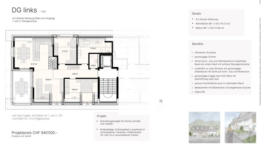 Moderne 4.5-Zimmer-Dachwohnung in Weerswilen - Neubau 2025/26 -  Bild 4
