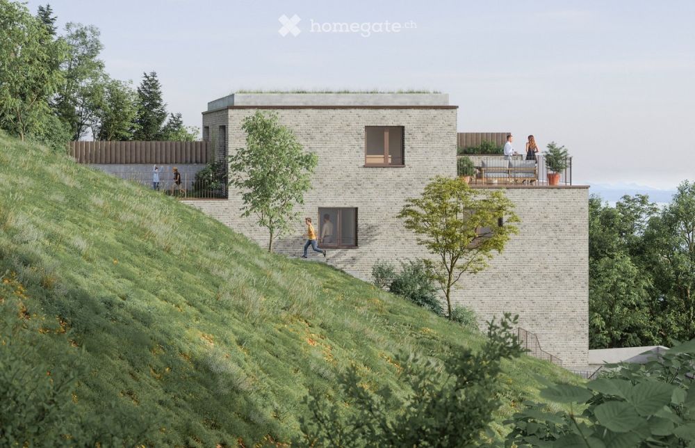 Maison mitoyenne neuve de 5.5 pièces à Paudex – Vue, balcon et jardin -  Bild 1