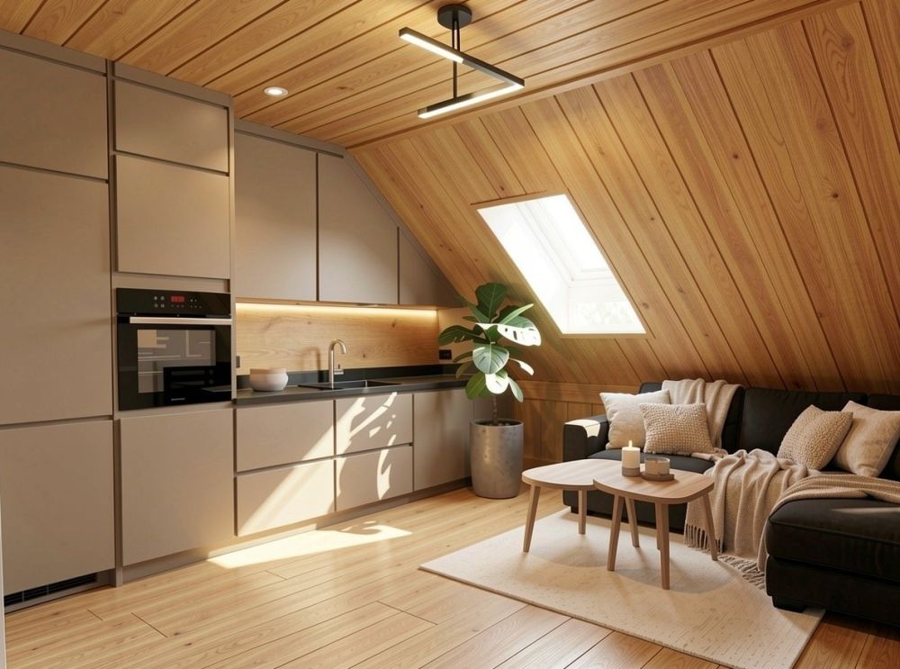 Vermietung auf Zeit: neue 1.5-Zimmer-Dachwohnung mit viel Holz und Balkon -  Bild 1