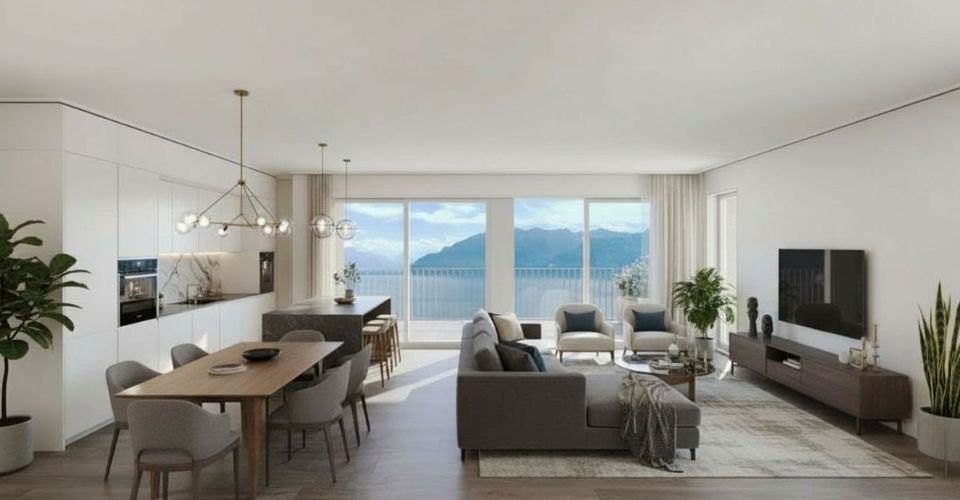 Neuf et lumineux : rez de jardin avec vaste terrasse et vue ouverte - Appartement 4.5 pièces - image - 1