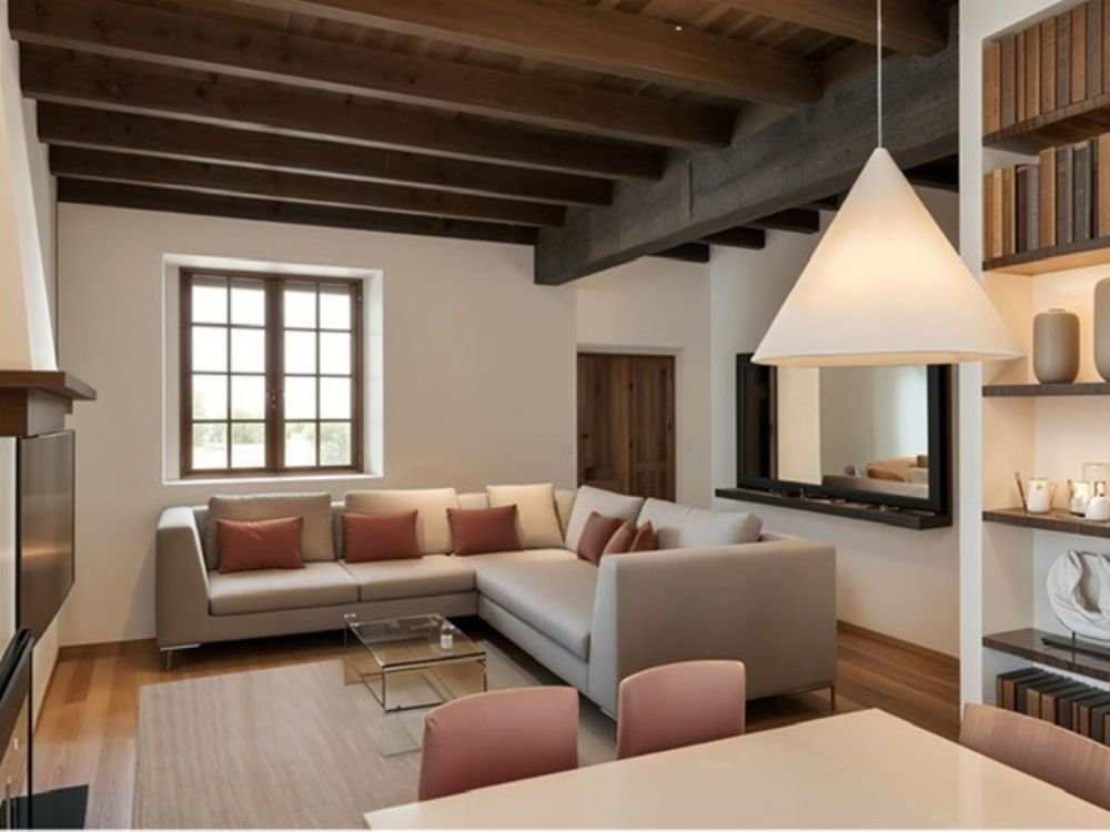 Ampia casa unifamiliare di nucleo in fase finale di ristrutturazione - Rendering soggiorno - pranzo