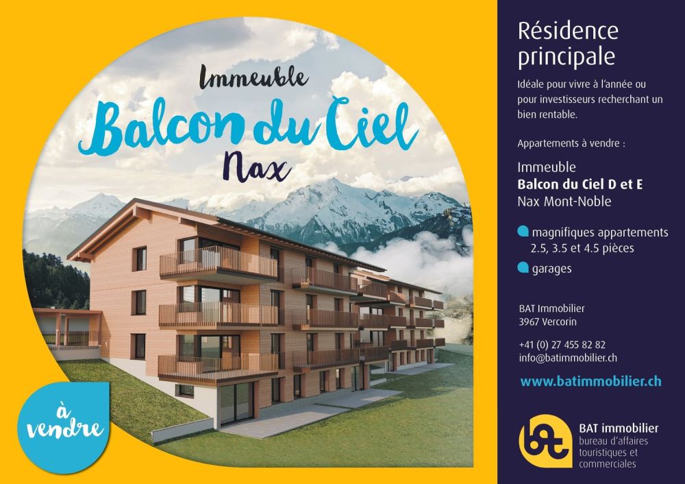 Balcon du Ciel à Nax - Résidences principales du studio au 4 pièces, début des travaux au printemps 2025 - Balcon du Ciel_Cover_A3_1_page-0001