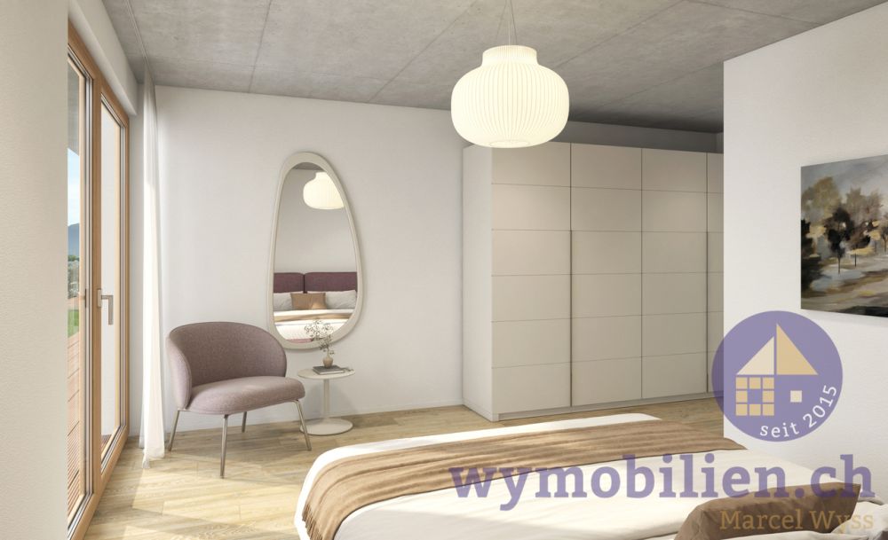 Es steht nur noch die 2.5-Zimmer-Wohnung zum Verkauf - Schlafzimmer Gartenwohnung West (1090-01)