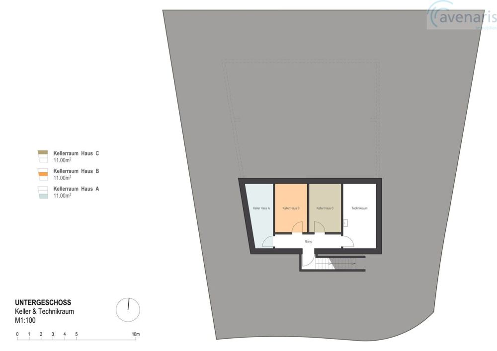 Nur noch ein Haus von drei bewilligten Premium-Reihenhäusern frei - Untergeschoss Haus A Kellerräume und Technikraum / Basement House A Cellar rooms and technical room