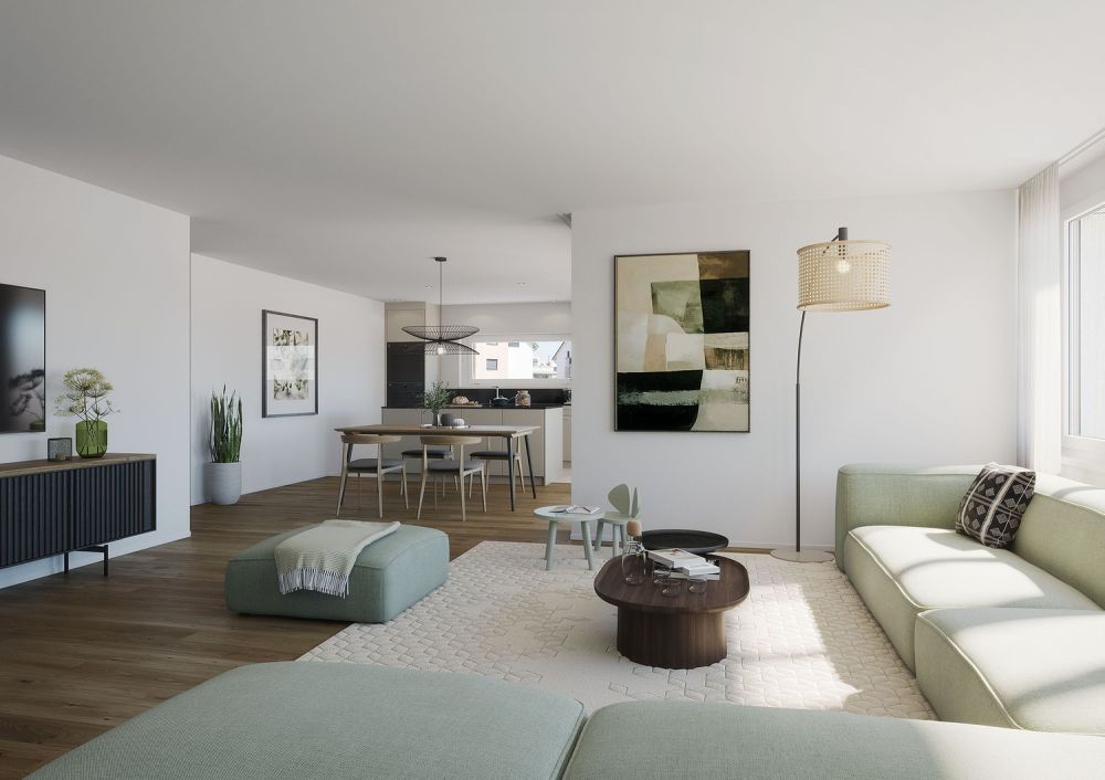 Neubau Eigentumswohnungen "Sonnenfeld" Im Brüel 4, Sirnach - Wohnzimmer/Küche