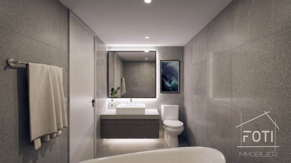 Attique neuf avec jardin privatif de 382 m² avec vue sur les montagnes - Salle de Bain