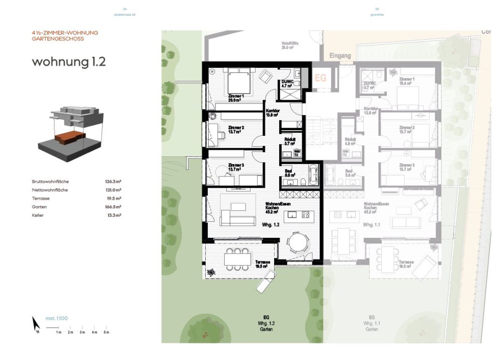 Neubau 4.5-Zimmer Gartenwohnung, 126m2 Wohnfläche, zentrumsnahe Lage, Seesicht -  Bild 4