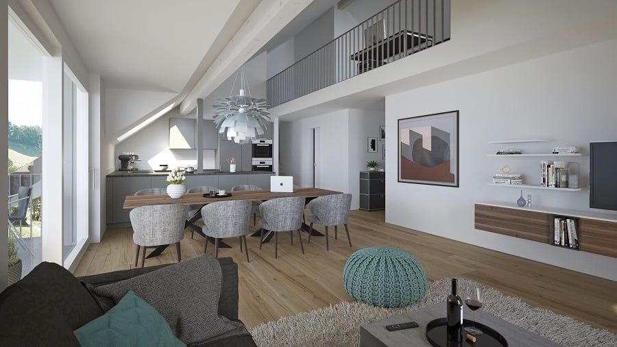 3.5-Zimmer-Dachwohnung mit Galerie, Balkon und Loggia im Rodacher -  Bild 2