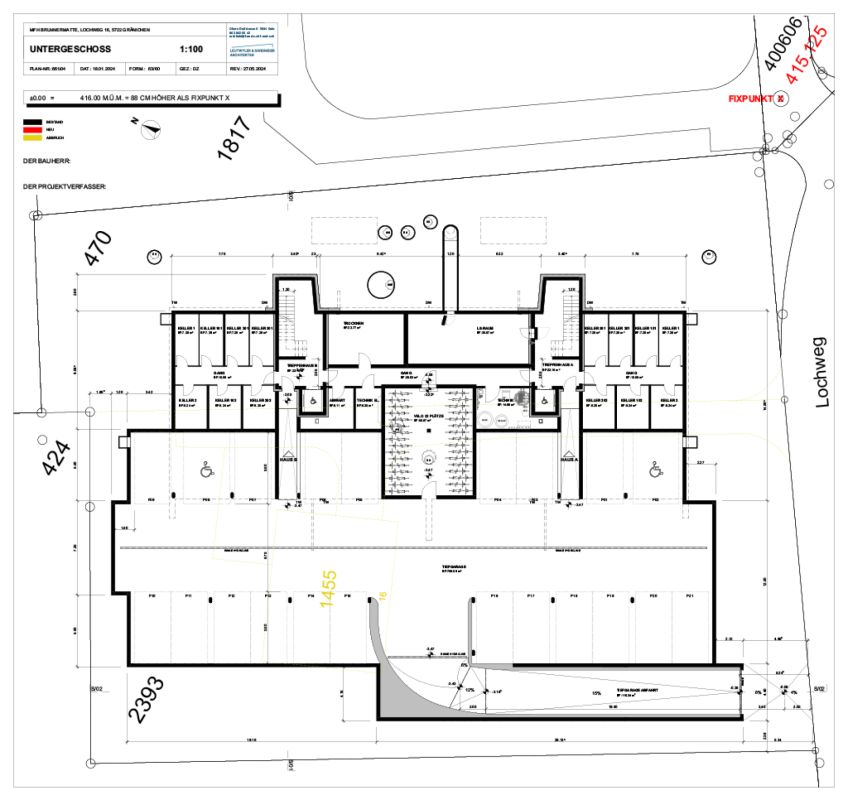 einzigartige 3.5 Zimmer Neubau-Etagenwohnungen mit hohem Qualitäts- und Ausbaustandart - Grundriss Untergeschoss
