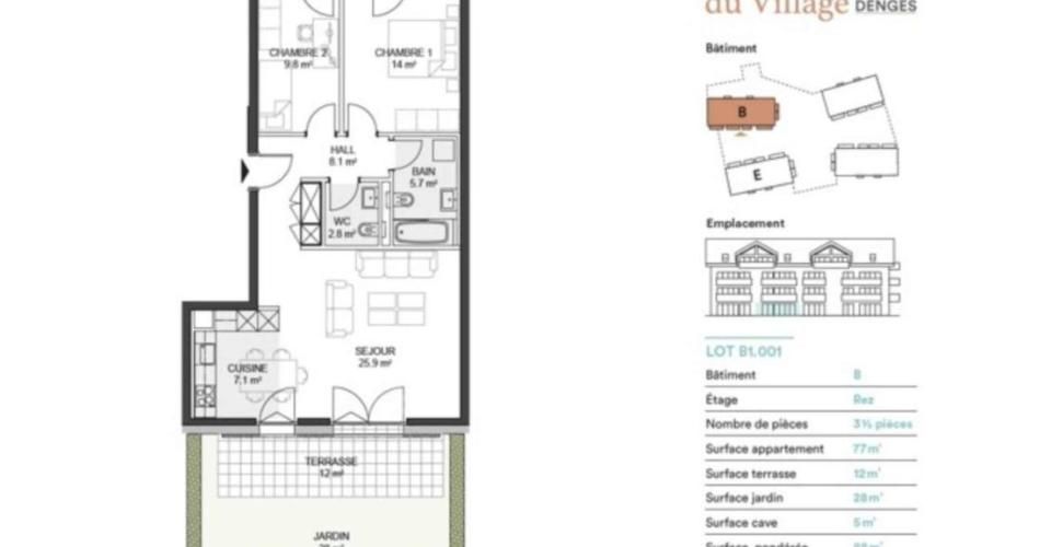 Appartement de 3,5 pièces en rez-de-chaussée avec jardin - Appartement 3.5 pièces - image - 5