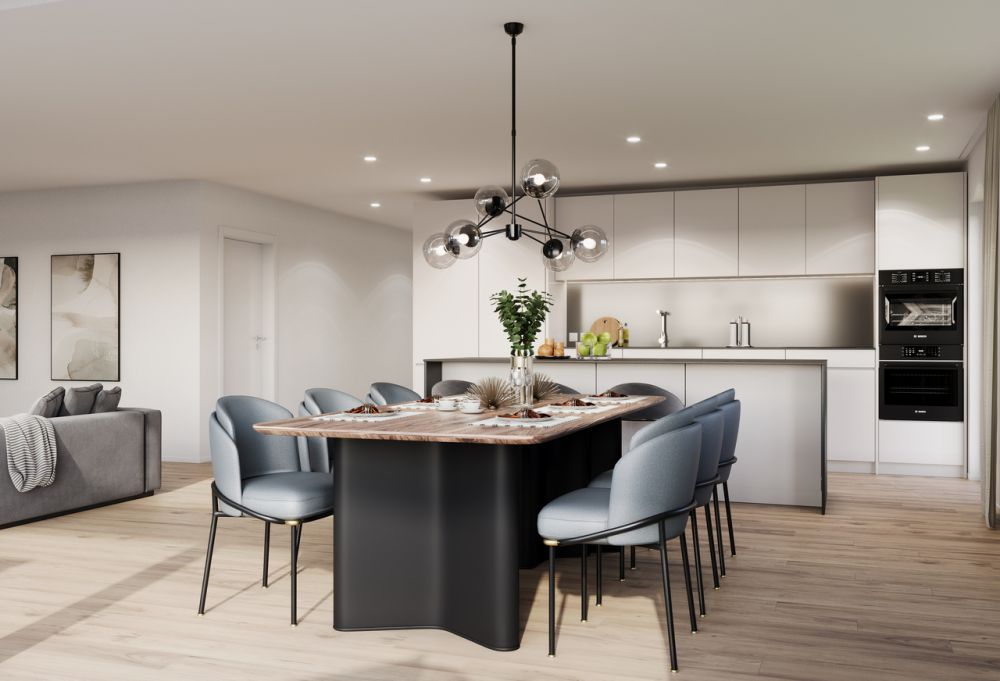 4.5 Z.-Wohnung D, im 1.OG Haus A, mit 138m2 NWF und 25m2 Balkon - Küche -Essen