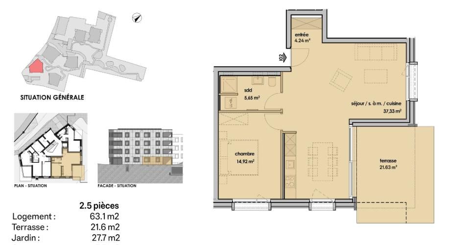 Appartement de 2.5 pièces en rez-de-jardin - Appartement 2.5 pièces - image - 6