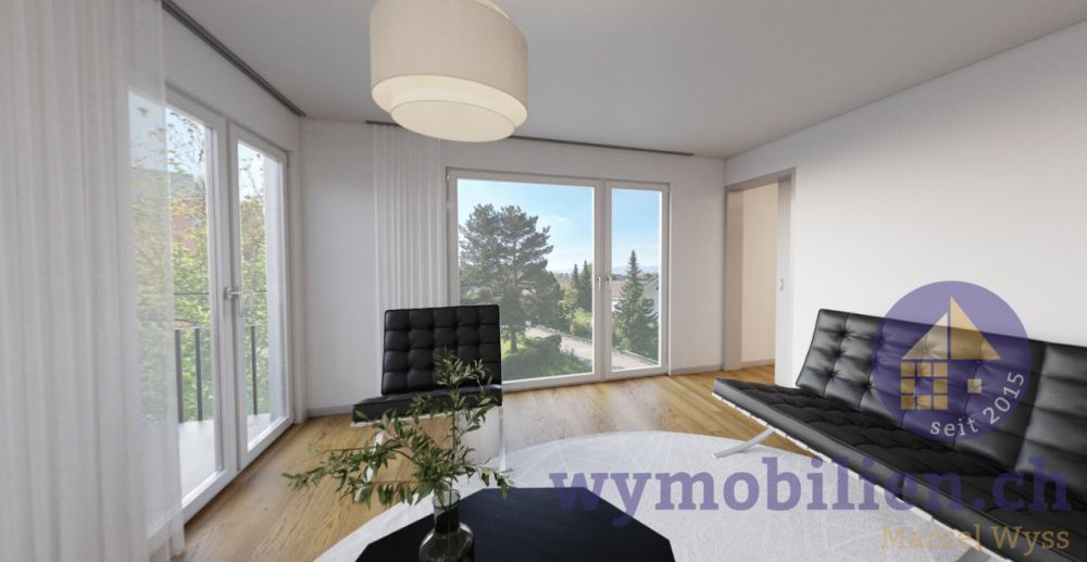 Baubeginn in Kirchberg: hochwertige 4 1/2 Eigentumswohnung - Wohnbereich