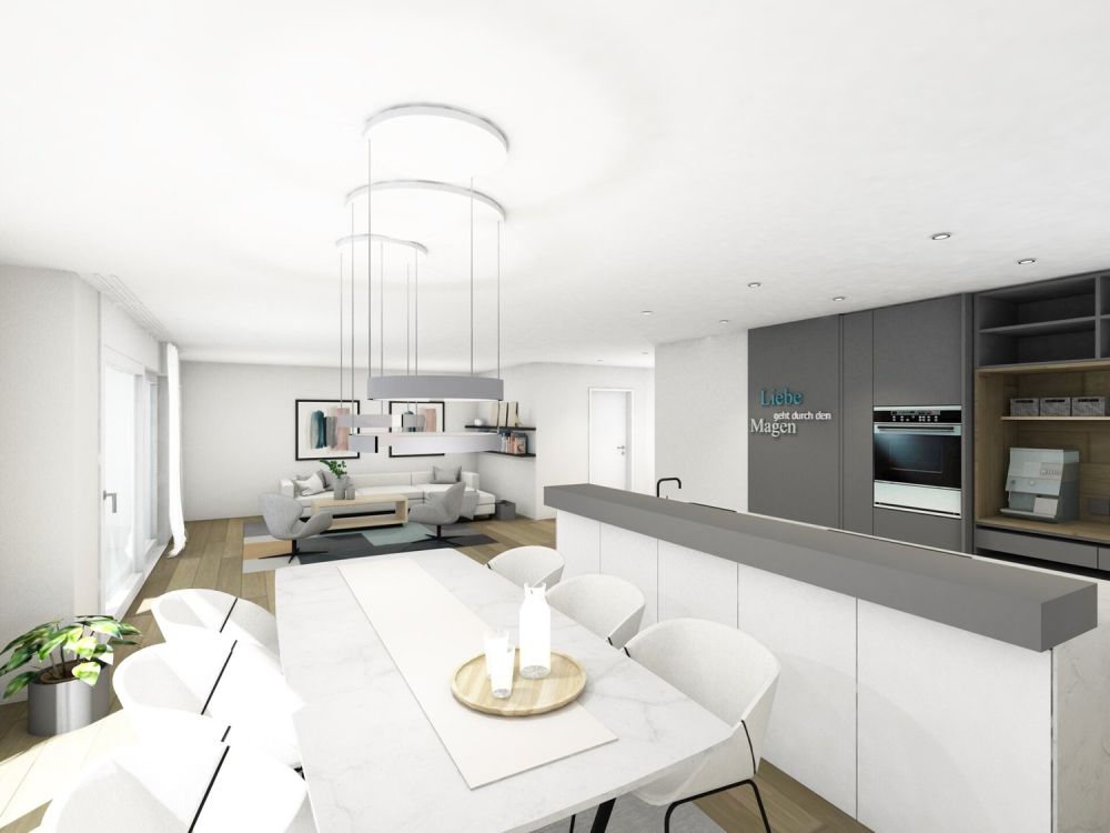 Moderne Attikawohnung mit Wohnkomfort - Wohn- und Essbereich