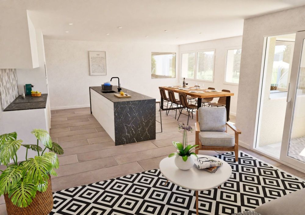 Magnifique appartement neuf de 4 au rez supérieur avec 2 balcons, jardin privatif et vue dégagée - Bild 3