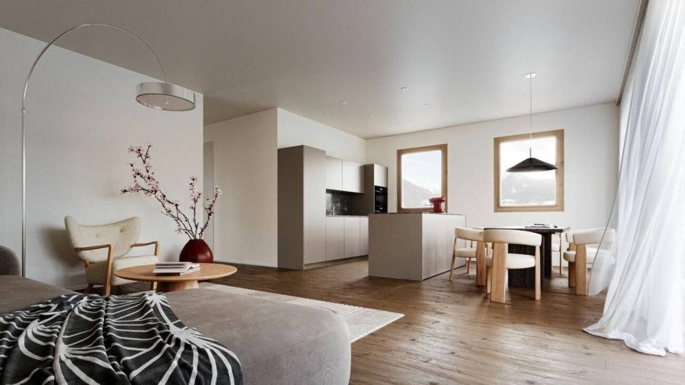 3 1/2-ZW NEUBAU HAUS MOROSANI, NR. 1.01 (Erstwohnung) - Visu_Küche Wohnen