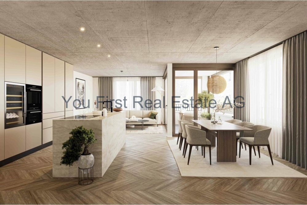 Wohnung W03  3.5-Zimmer Geschosswohnung mit Loggia - Offenes Wohn- und Esskonzept mit durchdachter Raumaufteilung und Betondecke