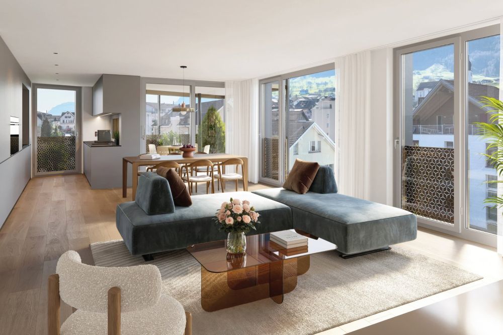 4.5 Zi. Neubauwohnung mit Loggia 3.B - Wohnraum Wohnungstyp B