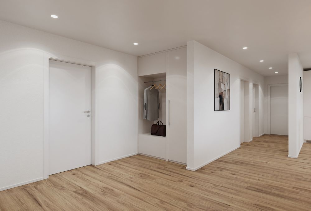 4.5 Z.-Wohnung OG (D), 126 m2 Netto Wohnfläche, 35m2 gedeckter Balkon - Garderobe