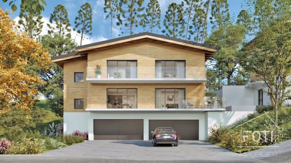 Attique neuf avec jardin privatif de 382 m² avec vue sur les montagnes - Façade