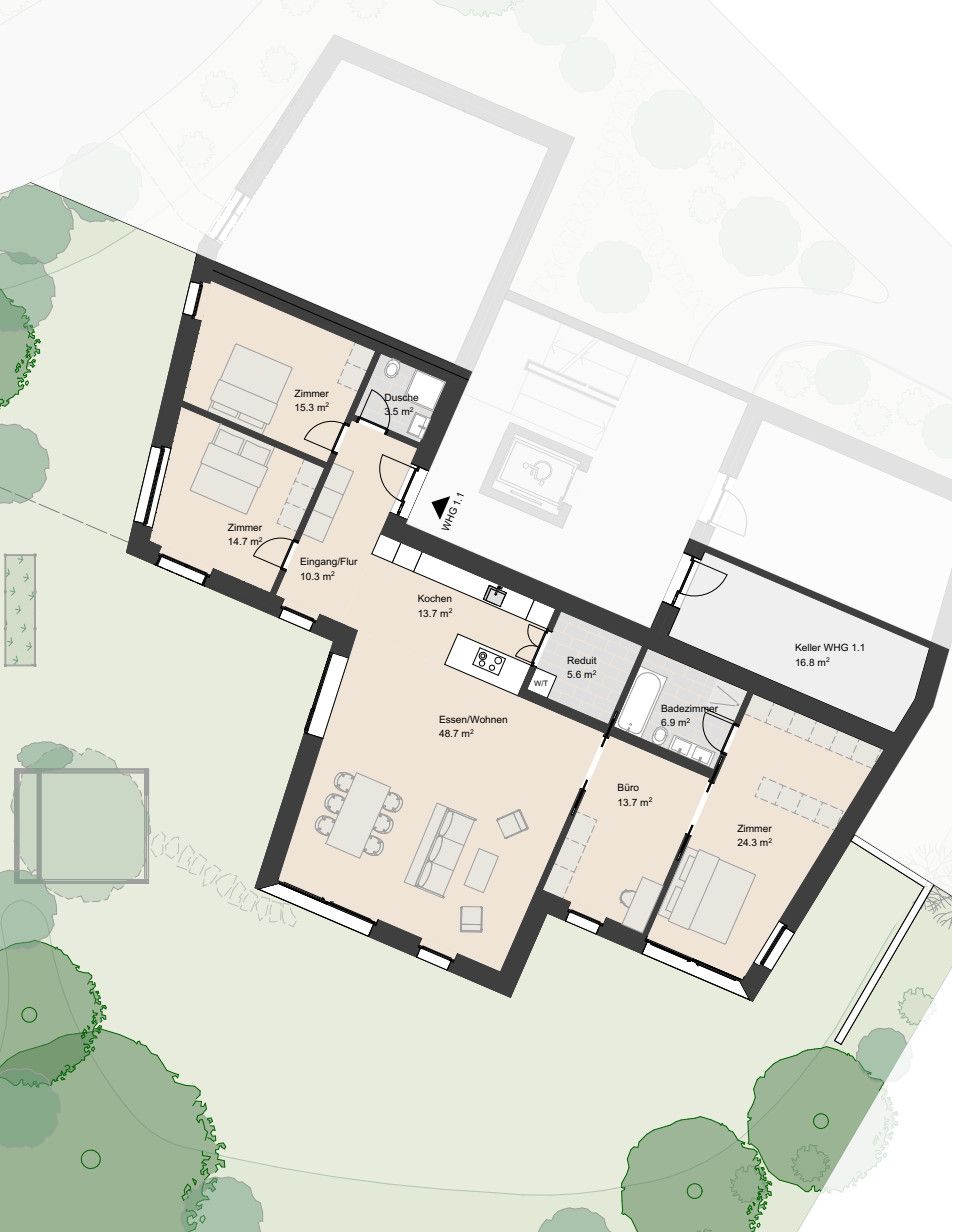 Exklusive 5.5-Zimmer Gartenwohnung -  Bild 2